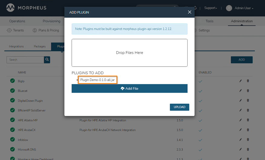 Upload jar file to the UI