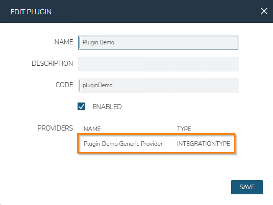 Plugin providers dialog in HPE Morpheus Enterprise