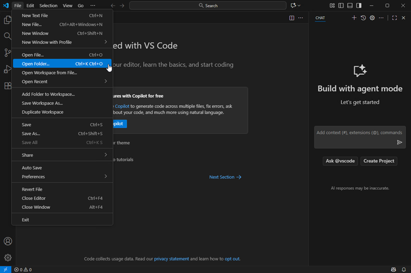 Visual Studio Code Open Folder