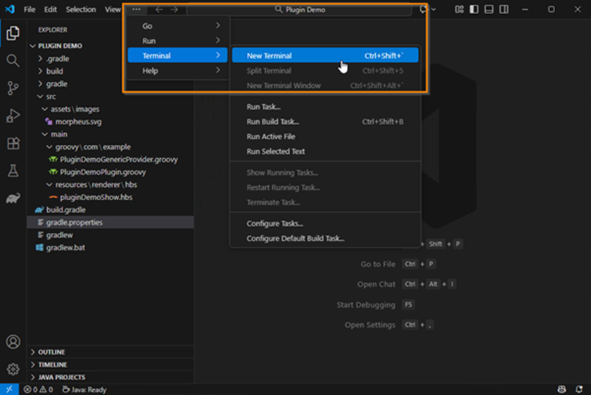 Opening a terminal in Visual Studio Code