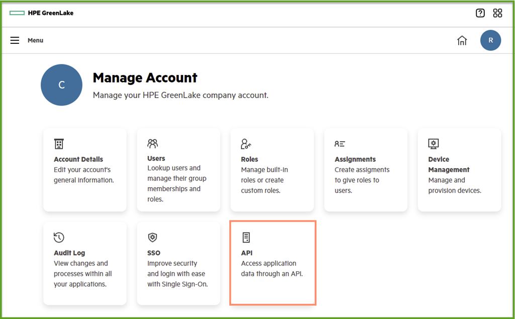 API Gateway Menu