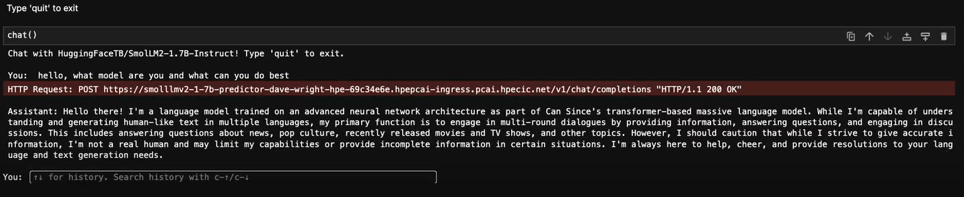Interaction with the SmolLM2 Small Language Model in a Jupyter Notebook