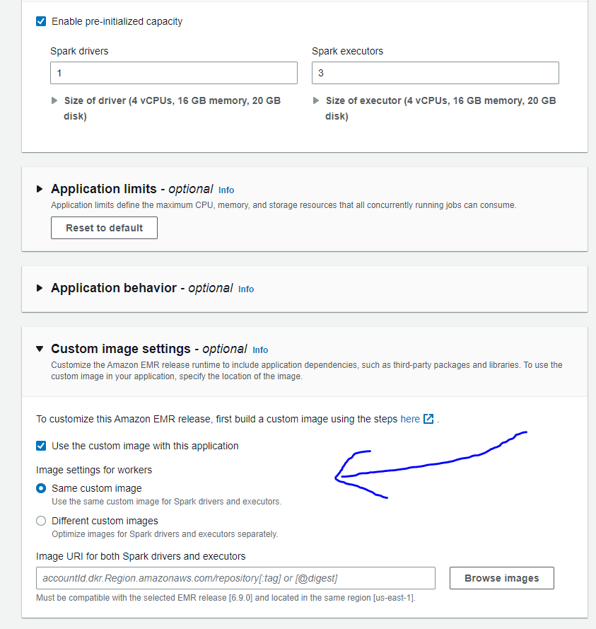 EMR Serverless Management Console Docker section