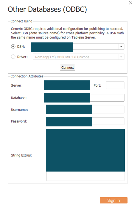 Database server details