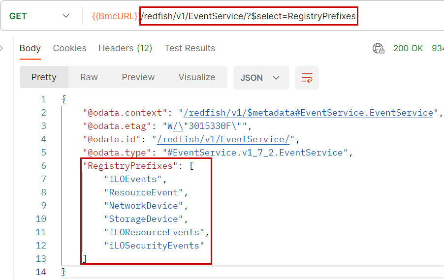 Enumeration of prefixes available for event subscriptions