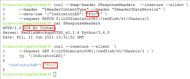 PATCH an invalid property in the DMTF Redfish Mockup Server