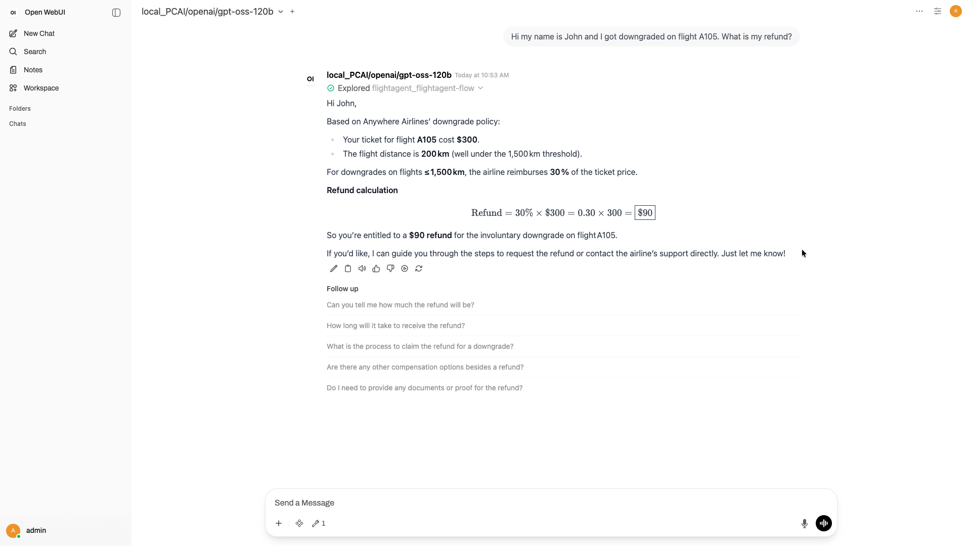 OpenwebUI chat with Langflow Agent