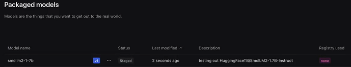 Shows running packaged model.