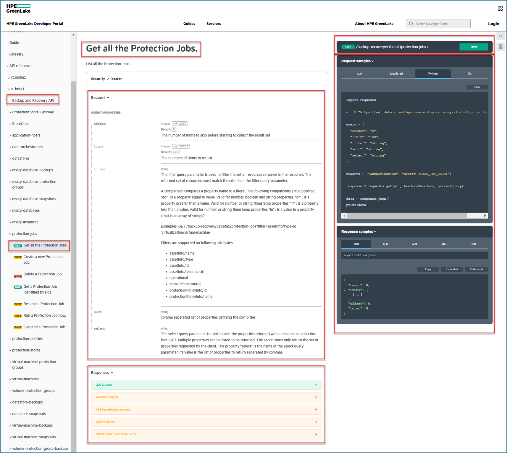 HPE GLBR API documentation 