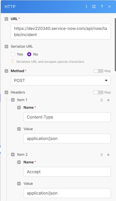 Setting up HTTP Make a request properties - part 1