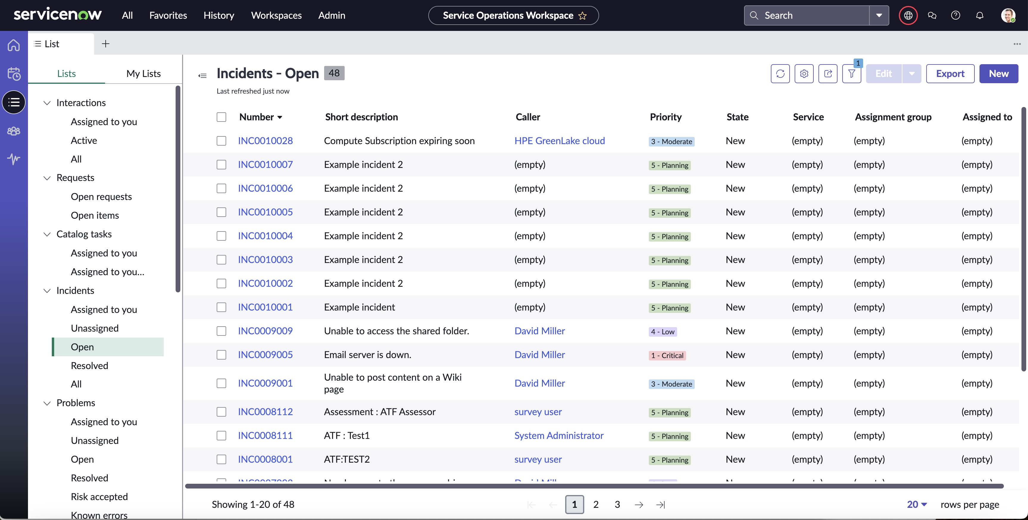 ServiceNow console after event received